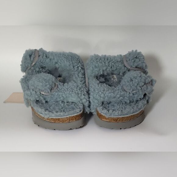 NWT Birkenstock Papillio Arizona Big Buckle Teddy Faded Aqua - Picture 4 of 10